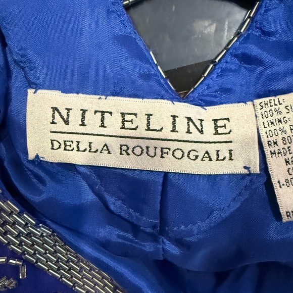 Niteline 100% Silk 1980’s Blue Beaded Dress - Picture 8 of 16
